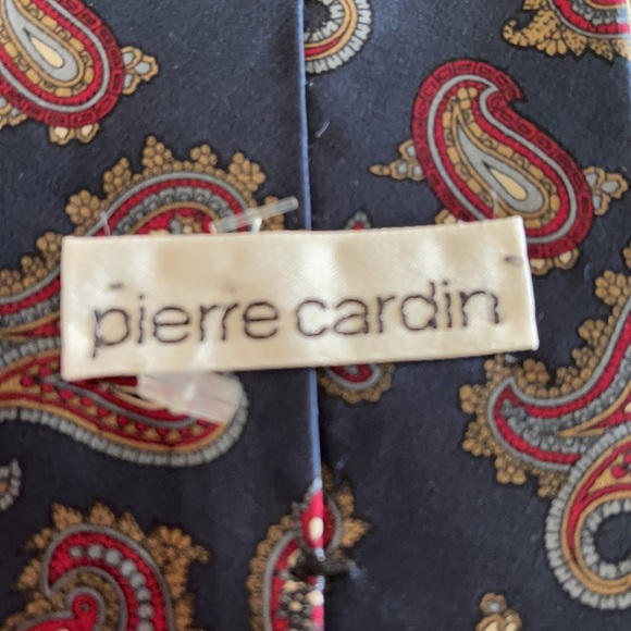 Pierre Cardin Navy Red Tie 100% Silk Made in Italy - Picture 3 of 3